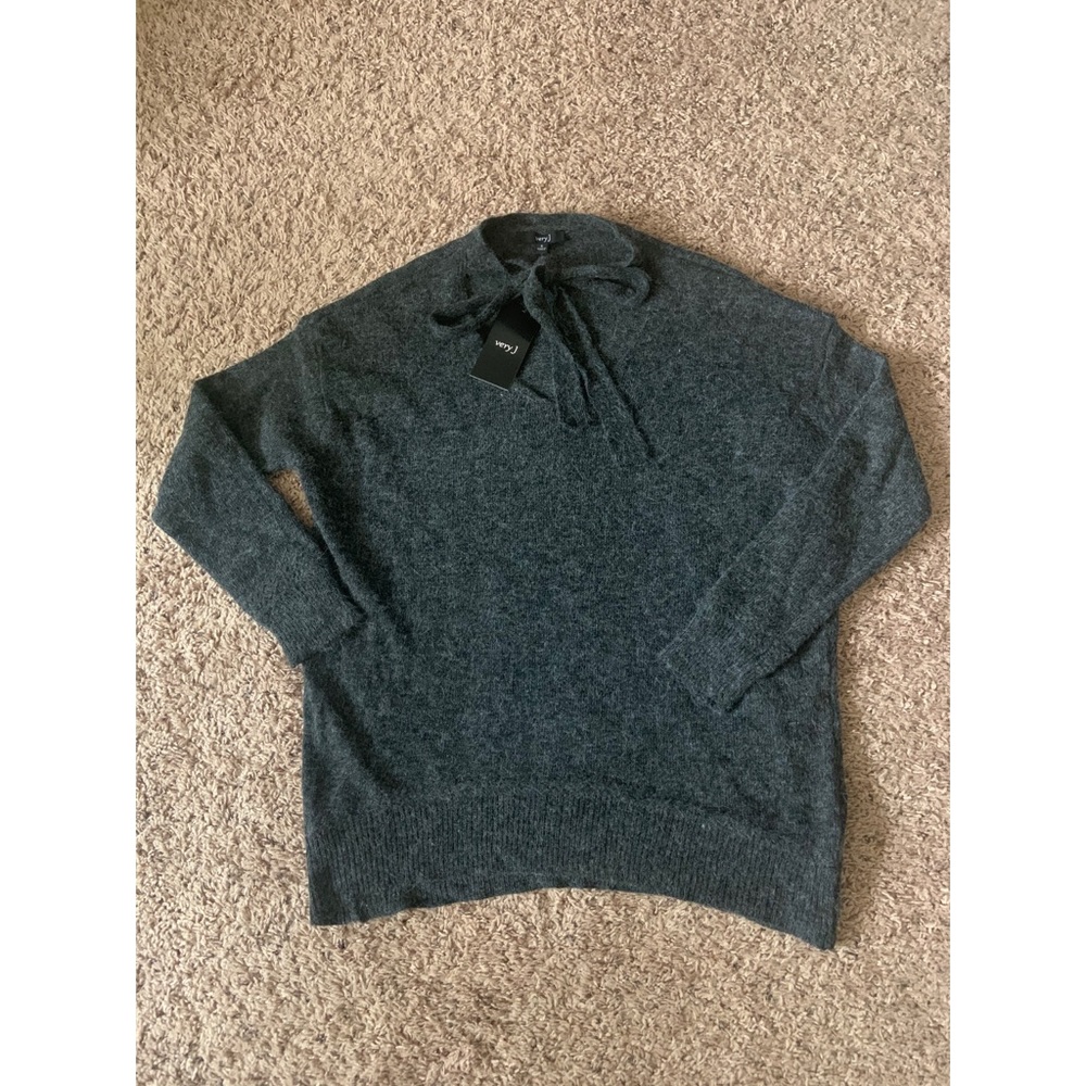 NWT Charcoal tie neck sweater.